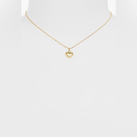 New KATE SPADE faux pearl spade mini heart pendant necklace - Picture 2 of 2